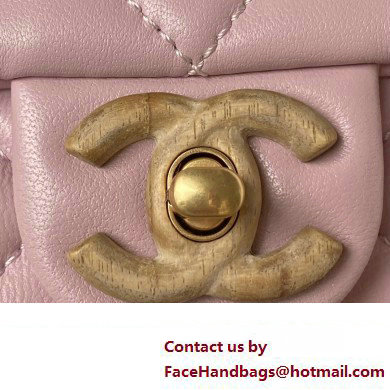 Chanel Lambskin  &  Wenge Wood Mini Flap Bag AS4165 Pink 2023